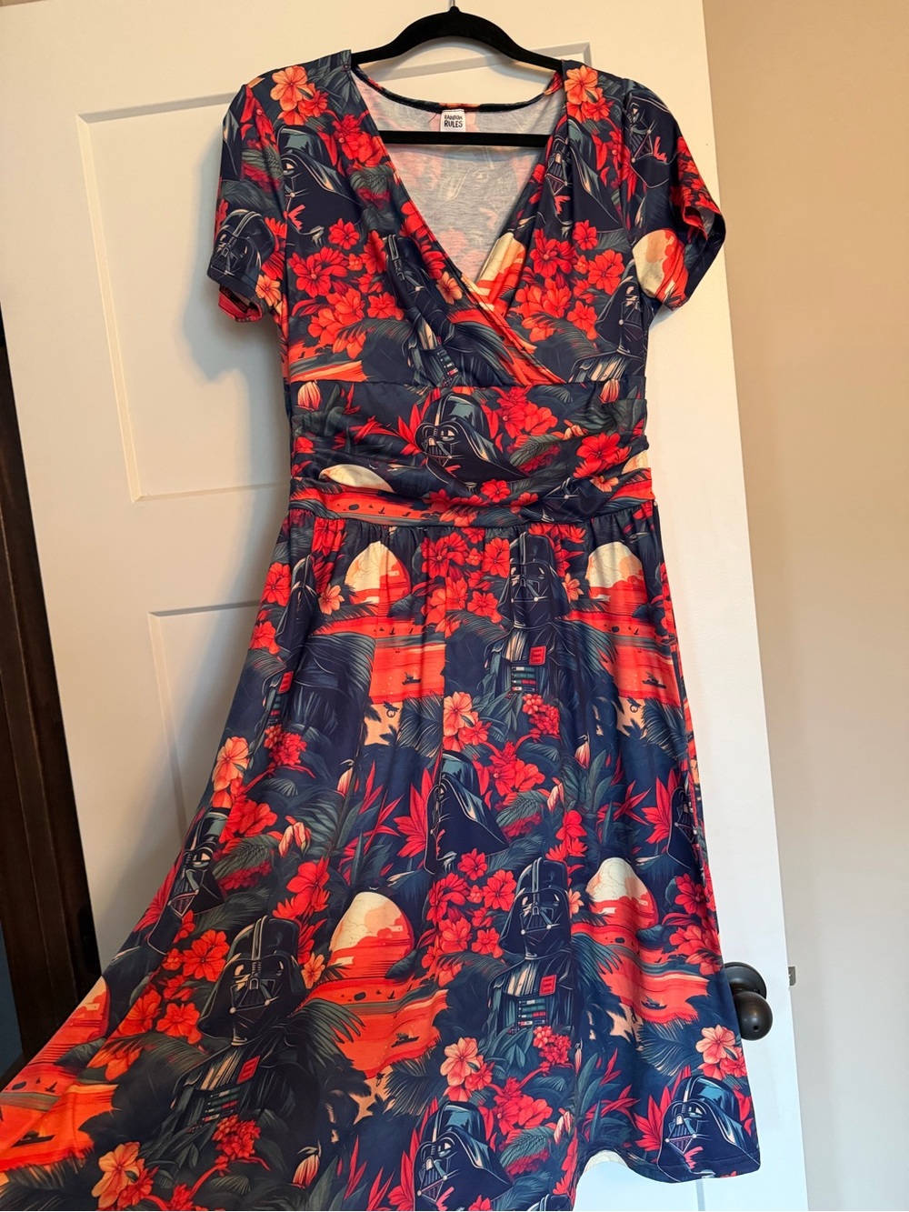 Hawaiian Darth Vader - V-neck Ruched Midi Dress